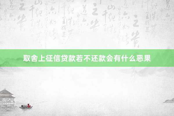 取舍上征信贷款若不还款会有什么恶果